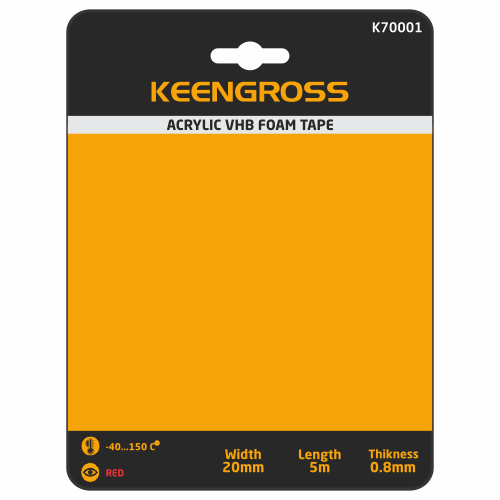 Keengross - Acrylic წებვადი ლენტი ორმაგი 20mm x 5m x 0.8mm