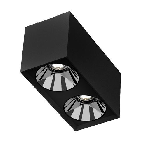 LINUS LED ჭერის სანათი შავი/ვერცხლისფერი რეფ. (SQUARE-X2) 18W 4000K