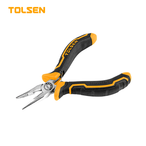 TOLSEN TOL2349-10352 ბრტყელტუჩა გრძელცხვირა მეტალის რეზინის სახელურით 115MM.4.5 