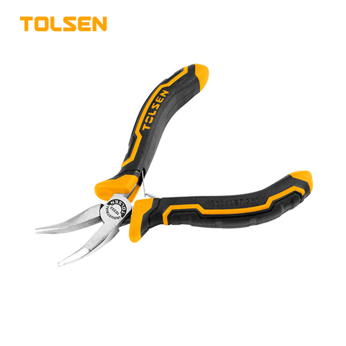 TOLSEN TOL2350-10353 ბრტყელტუჩა გრძელცხვირა მეტალის რეზინის სახელურით მოხრილი თავით 115MM.4.5 