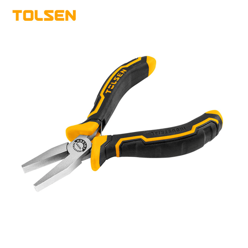 TOLSEN TOL2352-10354 ბრტყელტუჩა მეტალის, რეზინის სახელურით ბრტყელი თავით 115MM.4.5 