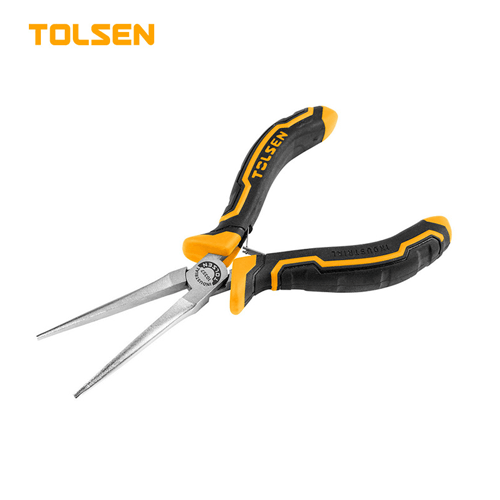 TOLSEN TOL2354-10357 ბრტყელტუჩა გრძელცხვირა მეტალის რეზინის სახელურით 140MM.5.5 