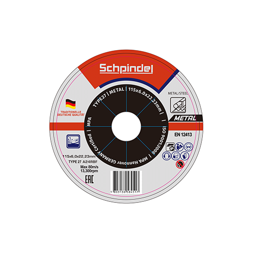 Schpindel მეტალის სახეხი დისკი T27*115x6.0x22.23