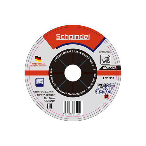 Schpindel მეტალის სახეხი დისკი T27*125×6.0×22.23