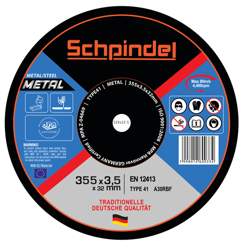 Schpindel მეტალის საჭრელი დისკი T41* 355X3.5X32mm
