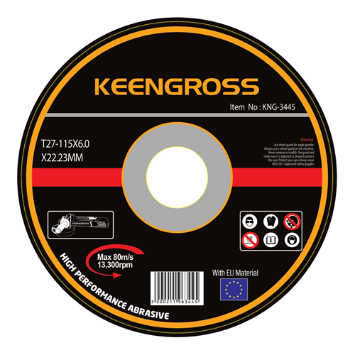 Keengross მეტალის სახეხი დისკი T27*115x6.0x22.2mm