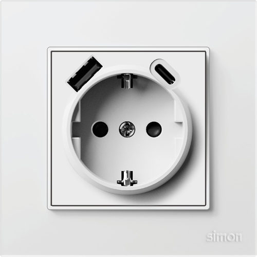 SIMON-5792 ერთიანი როზეტი+USB და Type C N60 (თეთრი)