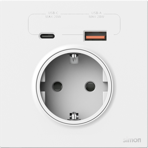 SIMON-9440 როზეტი+USB და Type C M7 (თეთრი)
