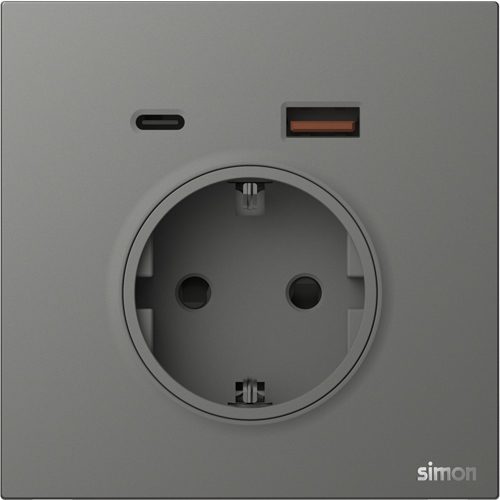 SIMON-9464 ერთიანი როზეტი+USB და Type C M7 (ნაცრისფერი)