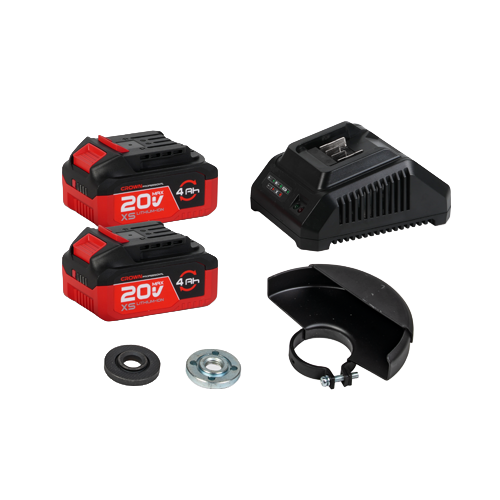 CROWN CT23028-125XS-4 BMC-კუთხლივ სახეხი ხელსაწყო ბარგალკა 125mm 20V, 2x4Ah ელემენტი