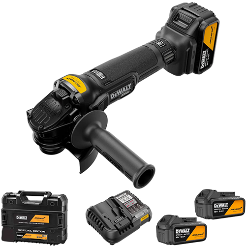 Dewalt DCG45MP2T-QW კუთხსახეხი ხელსაწყო 18V XR,2x5Ah ელემენტით