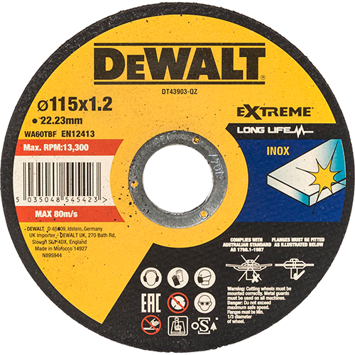 Dewalt DT43903-QZ მეტალის საჭრელი დისკი 115 x 1.2mm