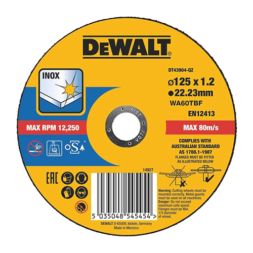 Dewalt DT43904-QZ მეტალის საჭრელი დისკი 125 x 1.2mm