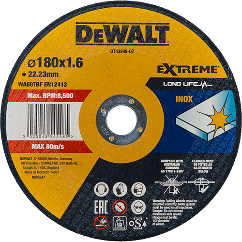 Dewalt DT43908-QZ მეტალის საჭრელი დისკი 180 x 1.6mm
