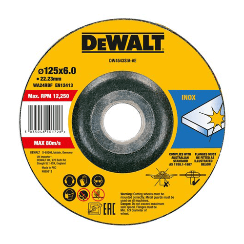 Dewalt DW4543SIA-AE უჟანგავი ფოლადის საპრიალებელი დისკი 125 x 6 x 22.2