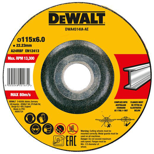 Dewalt DWA4514IA-AE 115 მმ x 6 მმ x 22,23 მმ  საჭრელი დისკი