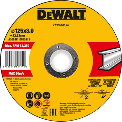 Dewalt DWA4522IA-AE 125 მმ x 3 მმ x 22,2 მმ  საჭრელი დისკი