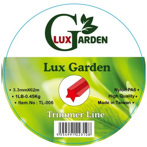 Lux Garden TL-006 ტრიმერის ძუა 3.3mmX62m,Star 
